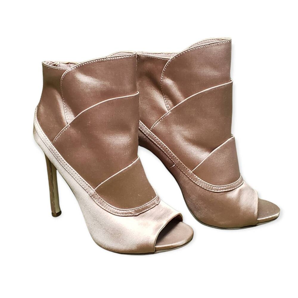 Shoe Dazzle Pink Jo Jo Mid Calf Zip Up High Heel Ankle Booties - Size 7.5